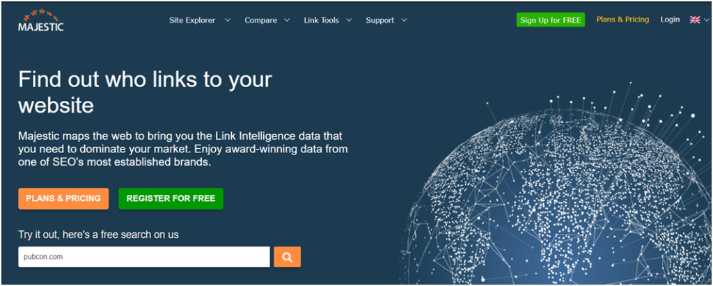 Majestic is an SEO competitor analysis tool that specializes in backlink analysis