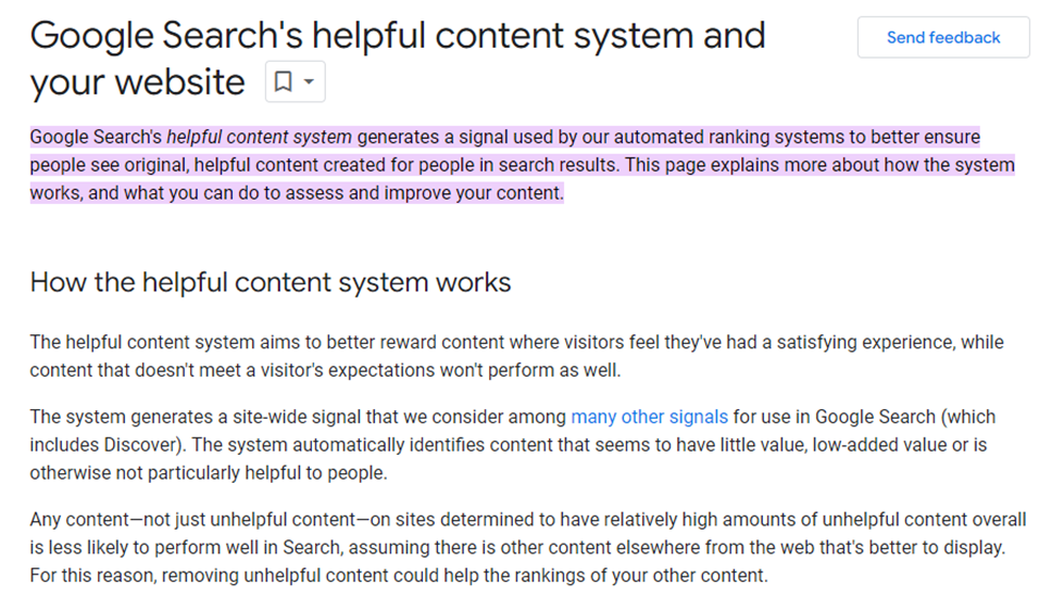 how the helpful content system works