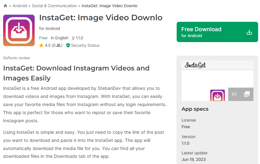 InstaGet is an app that allows you to download photos and videos in HD version 