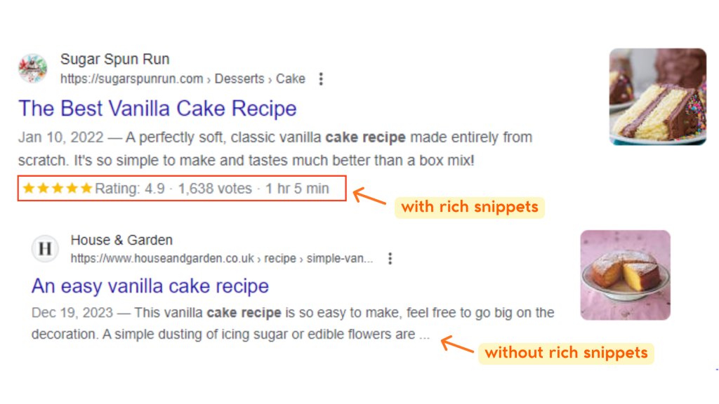 Extra info with rich snippets