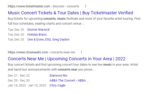 search result for - concerts