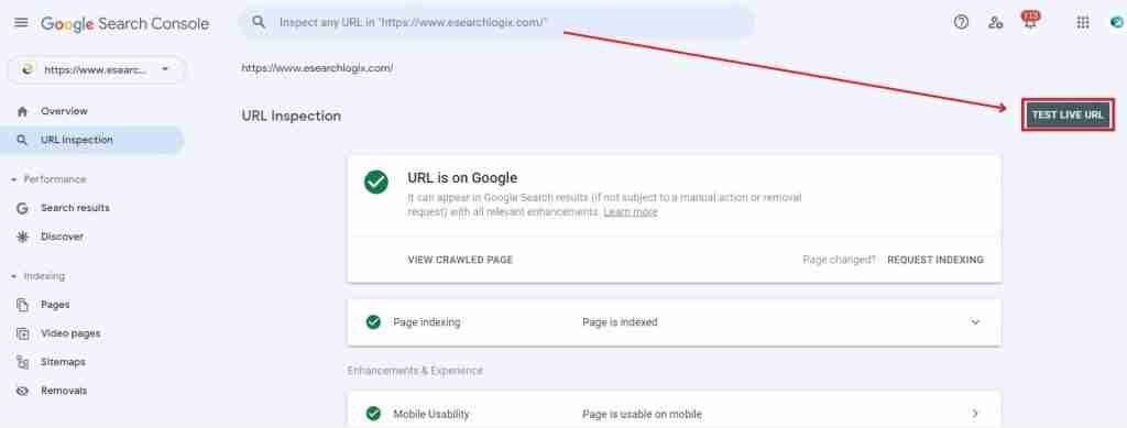 use Google Search Console’s “URL Inspection” tool to see