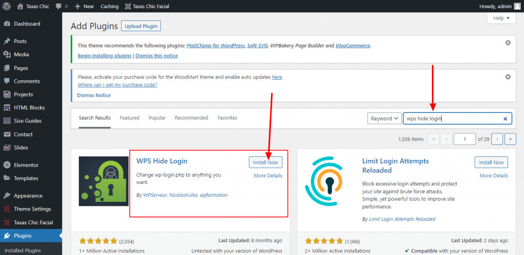 Add Plugins Page to look for WPS Hide Login.